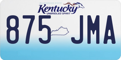 KY license plate 875JMA