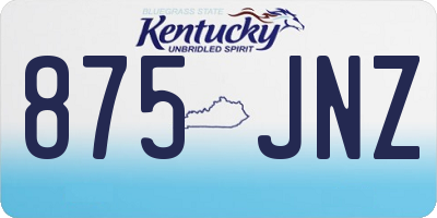 KY license plate 875JNZ