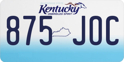 KY license plate 875JOC