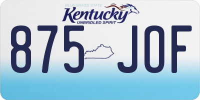 KY license plate 875JOF