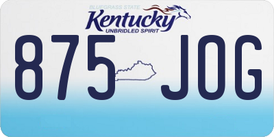 KY license plate 875JOG