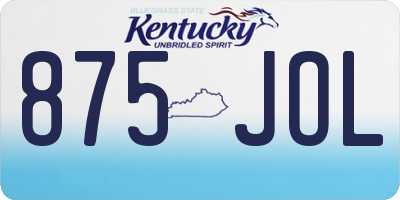 KY license plate 875JOL