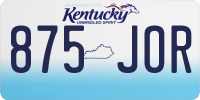KY license plate 875JOR