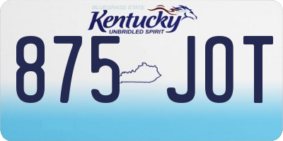 KY license plate 875JOT