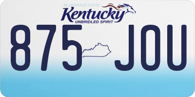 KY license plate 875JOU