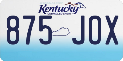 KY license plate 875JOX