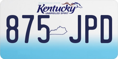 KY license plate 875JPD