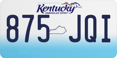 KY license plate 875JQI