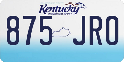 KY license plate 875JRO