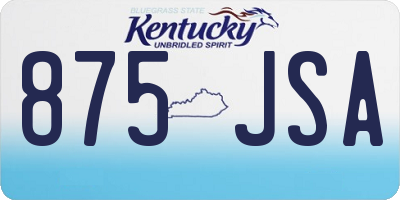 KY license plate 875JSA