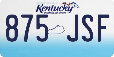 KY license plate 875JSF