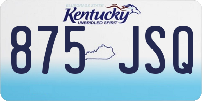 KY license plate 875JSQ