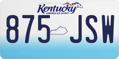 KY license plate 875JSW
