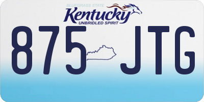 KY license plate 875JTG