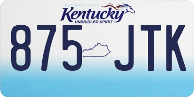 KY license plate 875JTK