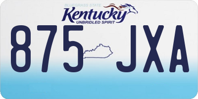 KY license plate 875JXA