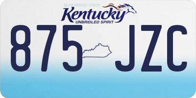 KY license plate 875JZC