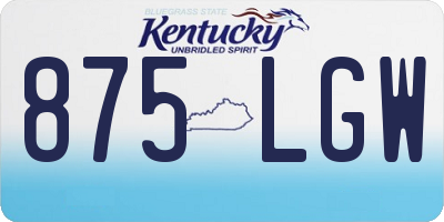 KY license plate 875LGW