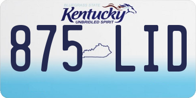 KY license plate 875LID