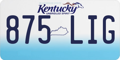 KY license plate 875LIG