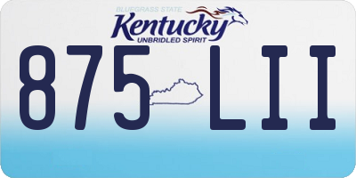KY license plate 875LII