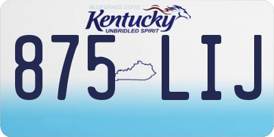 KY license plate 875LIJ