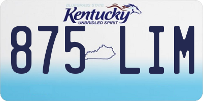 KY license plate 875LIM