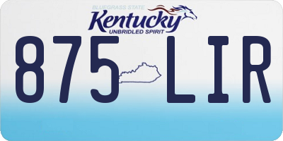 KY license plate 875LIR