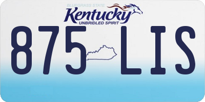 KY license plate 875LIS