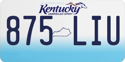 KY license plate 875LIU
