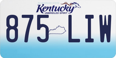 KY license plate 875LIW
