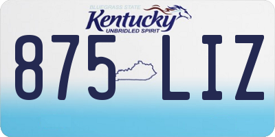 KY license plate 875LIZ