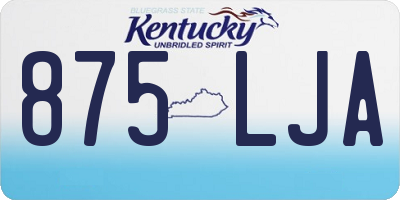 KY license plate 875LJA
