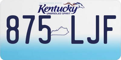 KY license plate 875LJF