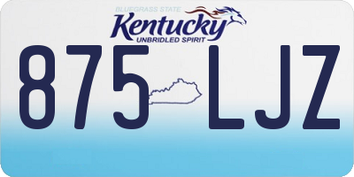 KY license plate 875LJZ