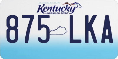 KY license plate 875LKA