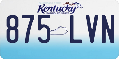 KY license plate 875LVN