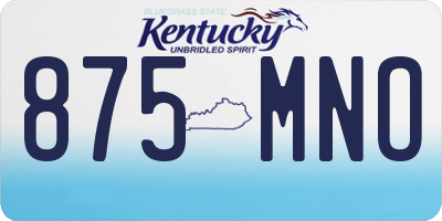 KY license plate 875MNO