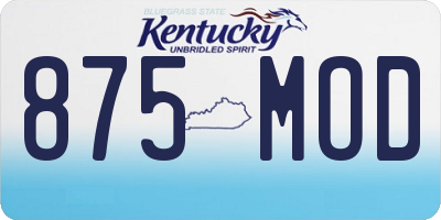 KY license plate 875MOD