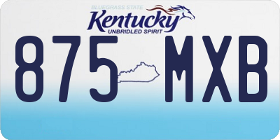 KY license plate 875MXB