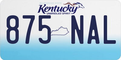 KY license plate 875NAL