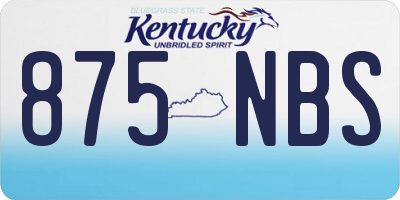 KY license plate 875NBS