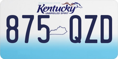 KY license plate 875QZD