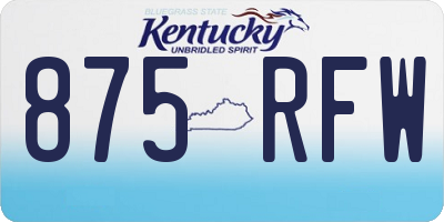KY license plate 875RFW
