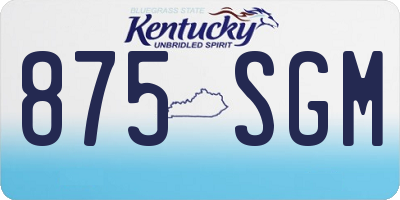 KY license plate 875SGM