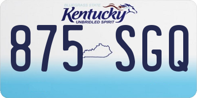 KY license plate 875SGQ