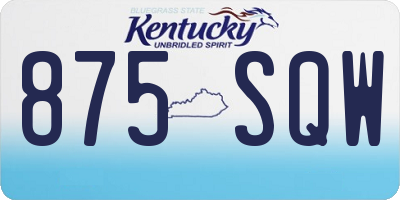 KY license plate 875SQW