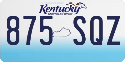 KY license plate 875SQZ