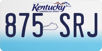 KY license plate 875SRJ