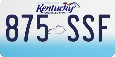 KY license plate 875SSF
